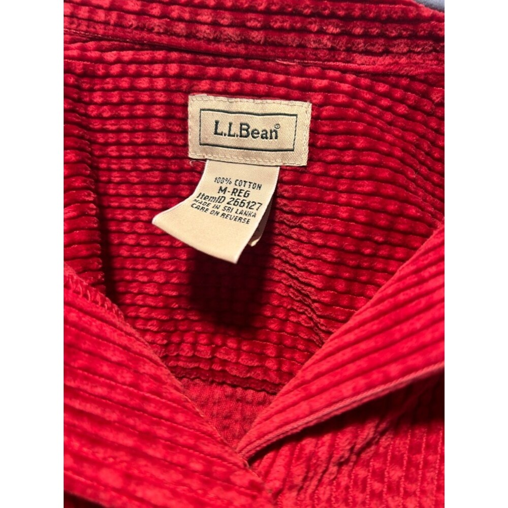 L.L. Bean Red Wide Wale Corduroy Button-Down Shirt 100% Cotton Shacket Medium - Picture 2 of 4